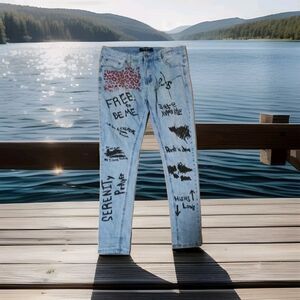Serenede Liberated Written Print Jeans Size 34